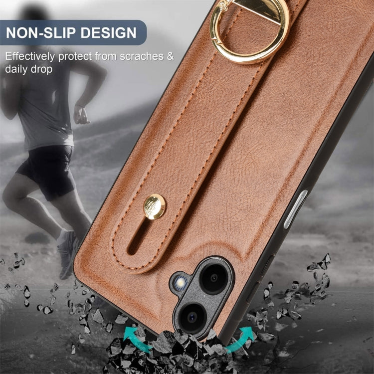 For Samsung Galaxy A06 4G Wristband Leather Back Phone Case