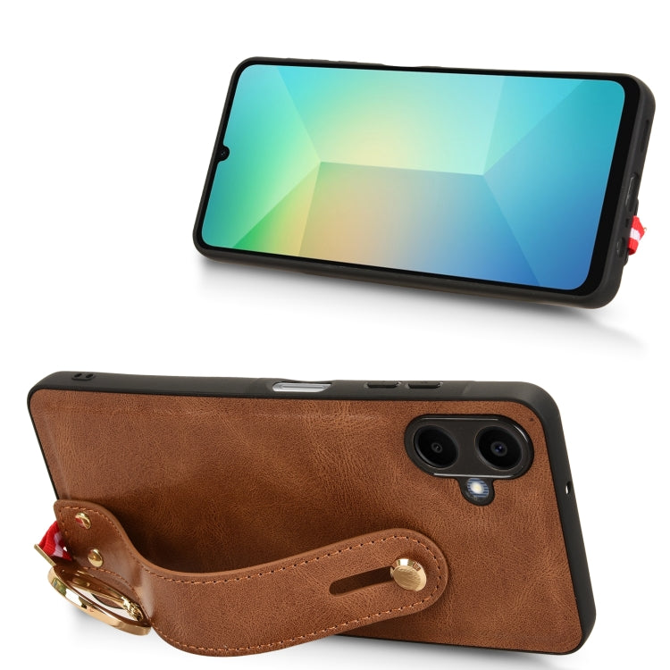 For Samsung Galaxy A06 4G Wristband Leather Back Phone Case