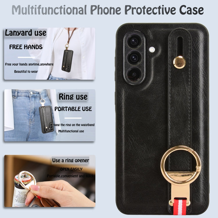 For Samsung Galaxy A36 5G Wristband Leather Back Phone Case