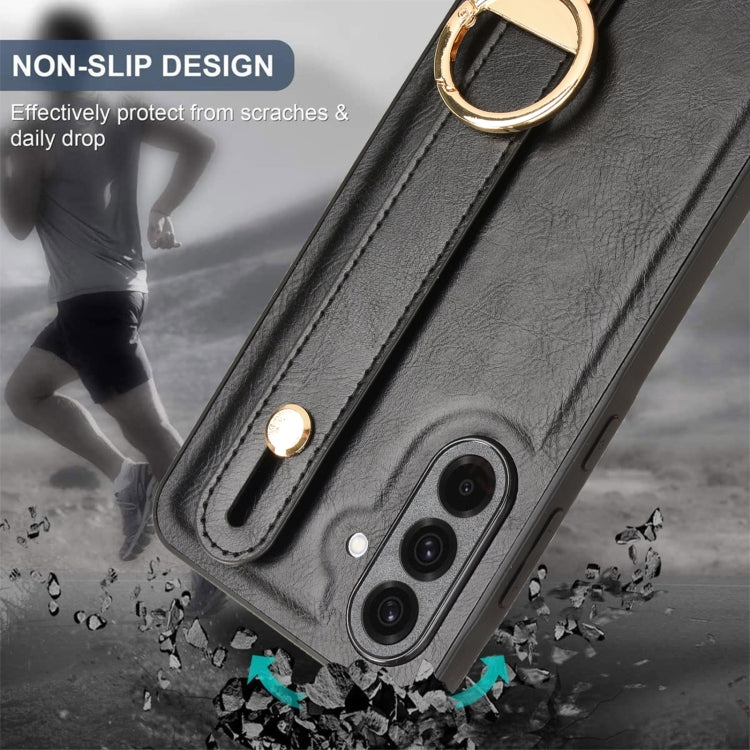 For Samsung Galaxy A36 5G Wristband Leather Back Phone Case