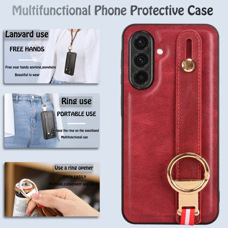 For Samsung Galaxy A36 5G Wristband Leather Back Phone Case