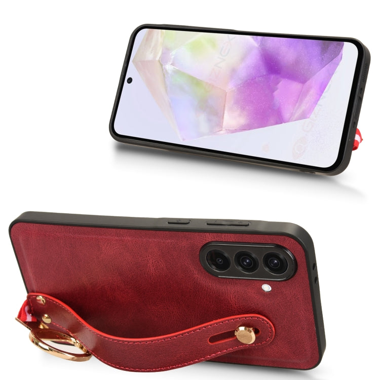 For Samsung Galaxy A36 5G Wristband Leather Back Phone Case