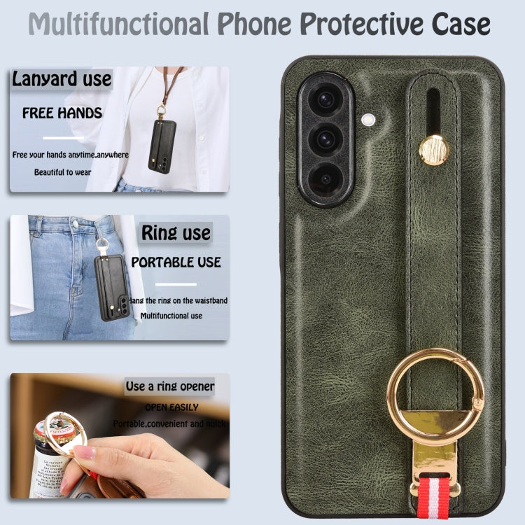 For Samsung Galaxy A36 5G Wristband Leather Back Phone Case
