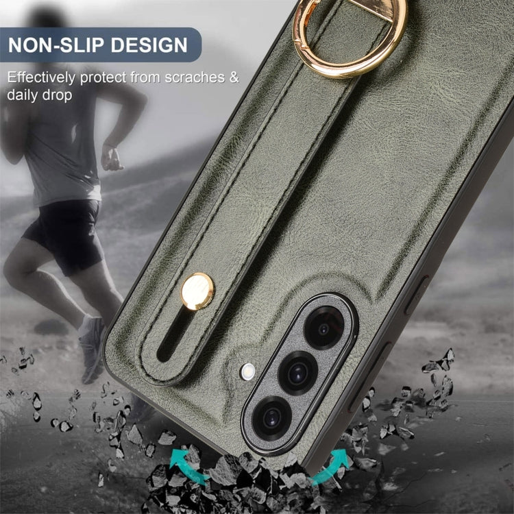 For Samsung Galaxy A36 5G Wristband Leather Back Phone Case