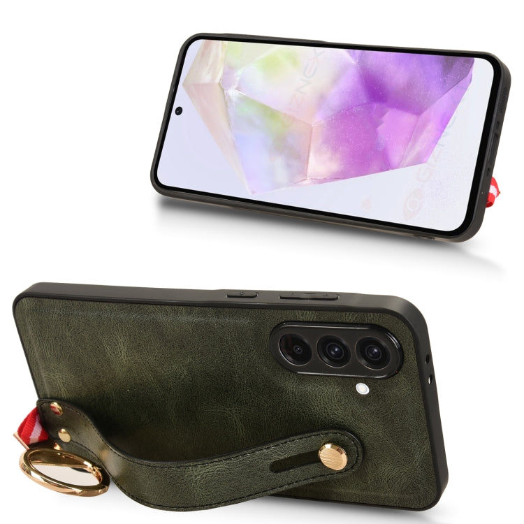 For Samsung Galaxy A36 5G Wristband Leather Back Phone Case