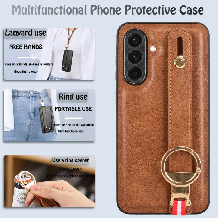 For Samsung Galaxy A36 5G Wristband Leather Back Phone Case