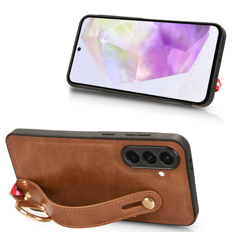 For Samsung Galaxy A36 5G Wristband Leather Back Phone Case