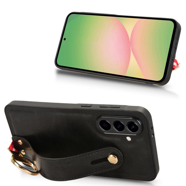 For Samsung Galaxy A56 5G Wristband Leather Back Phone Case
