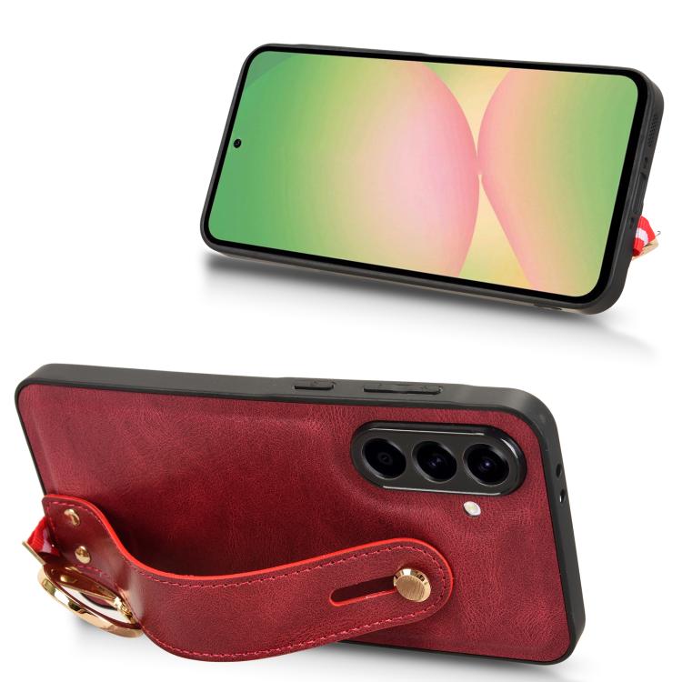 For Samsung Galaxy A56 5G Wristband Leather Back Phone Case