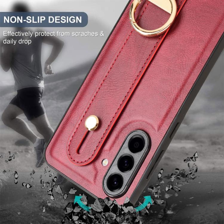 For Samsung Galaxy A56 5G Wristband Leather Back Phone Case