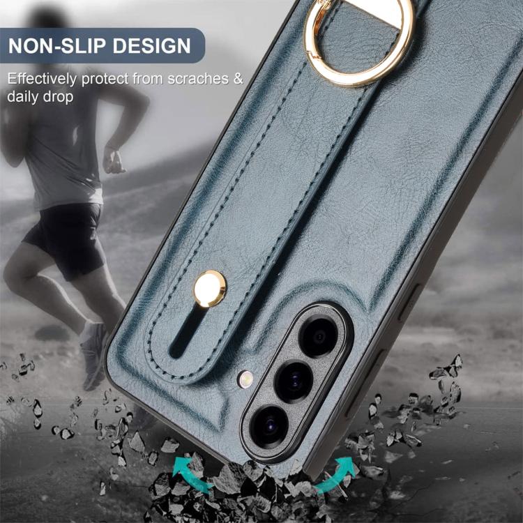 For Samsung Galaxy A56 5G Wristband Leather Back Phone Case