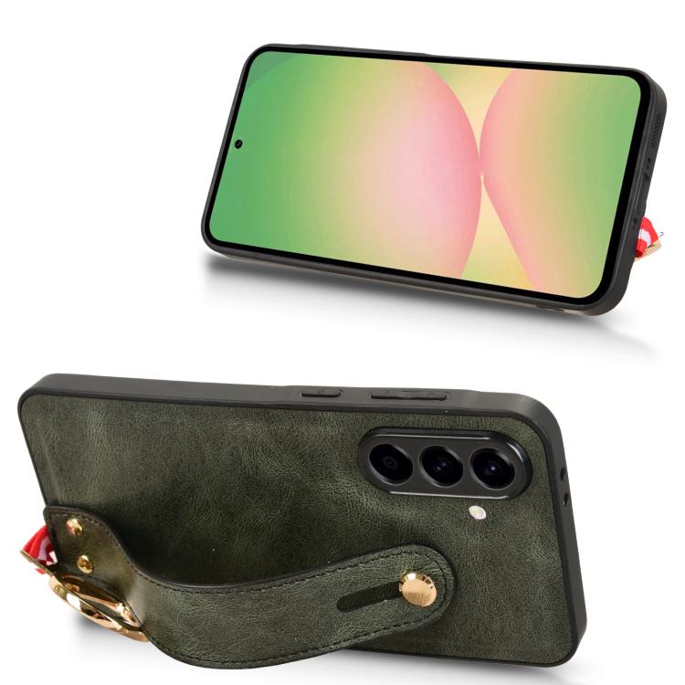 For Samsung Galaxy A56 5G Wristband Leather Back Phone Case