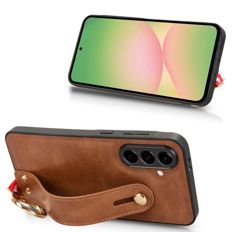 For Samsung Galaxy A56 5G Wristband Leather Back Phone Case