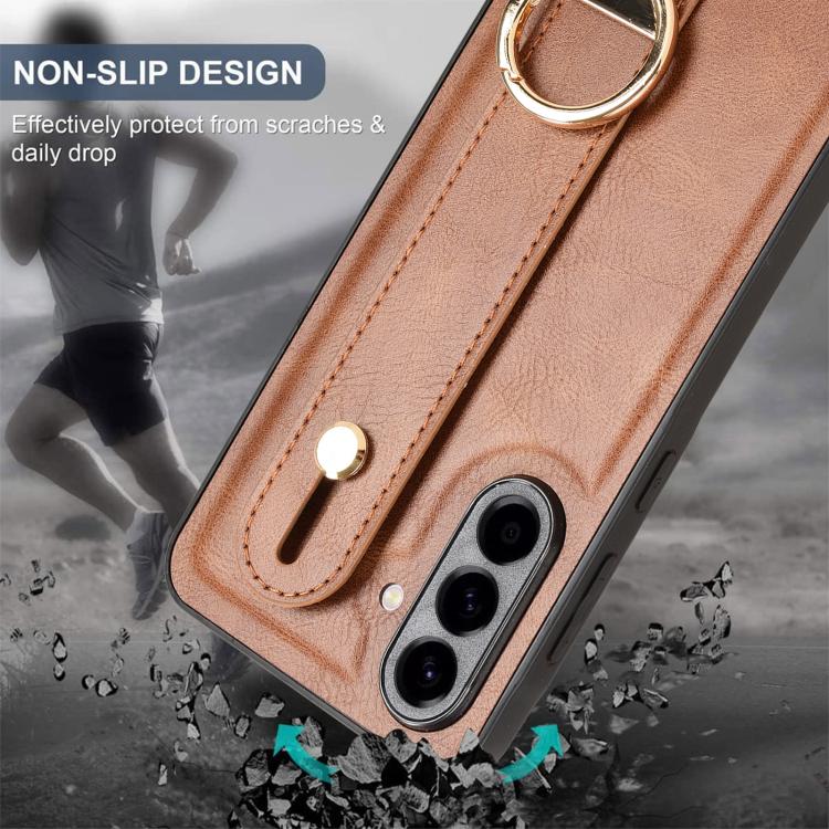 For Samsung Galaxy A56 5G Wristband Leather Back Phone Case