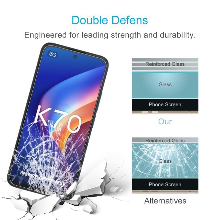 For TCL K70 5G 10pcs 0.26mm 9H 2.5D Tempered Glass Film