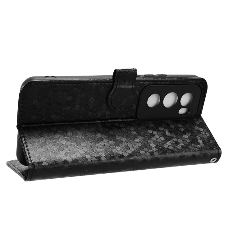 For OPPO Reno12 5G Global Honeycomb Dot Texture Leather Phone Case