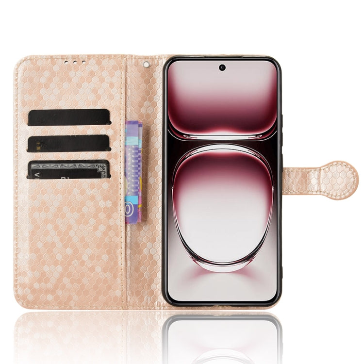 For OPPO Reno12 5G Global Honeycomb Dot Texture Leather Phone Case