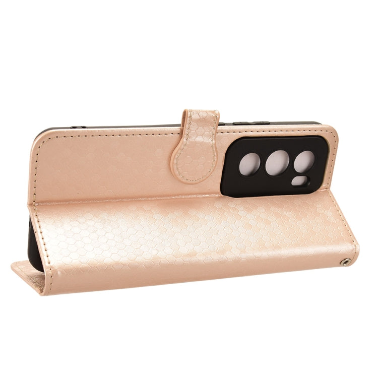 For OPPO Reno12 5G Global Honeycomb Dot Texture Leather Phone Case