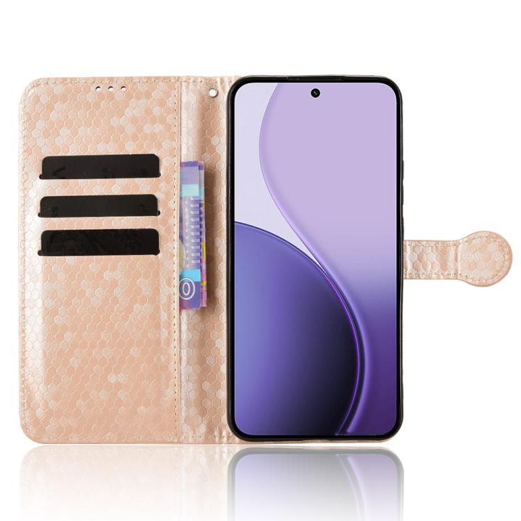 For OPPO Reno14 Global Honeycomb Dot Texture Leather Phone Case