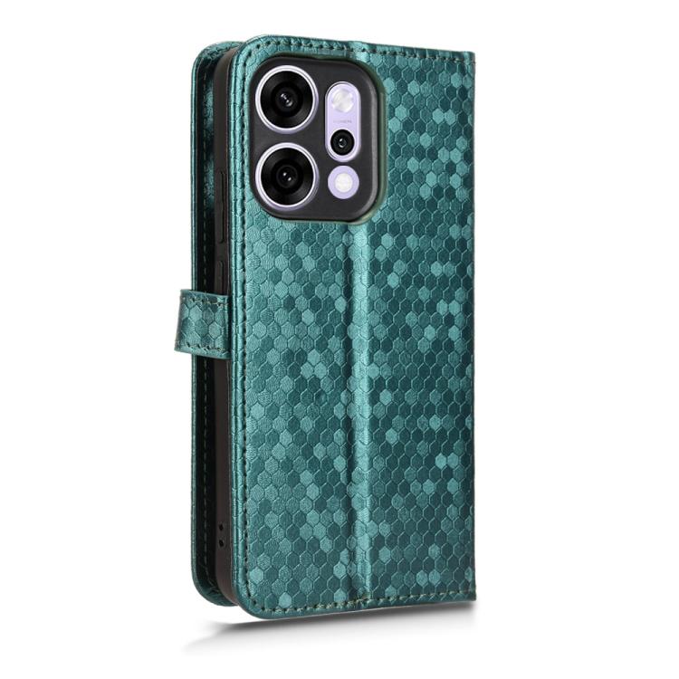 For OPPO Reno14 Global Honeycomb Dot Texture Leather Phone Case