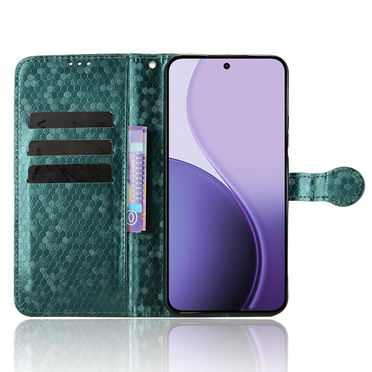For OPPO Reno14 Global Honeycomb Dot Texture Leather Phone Case