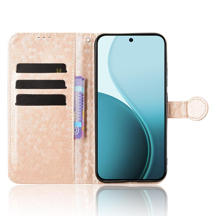 For OPPO Reno14 F 5G Honeycomb Dot Texture Leather Phone Case