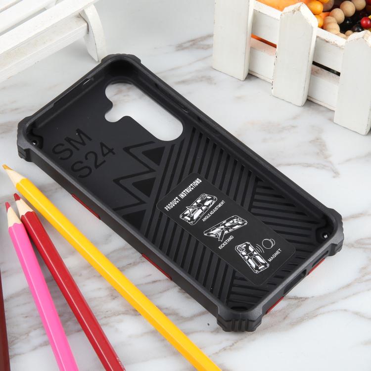 For Samsung Galaxy S25+ 5G Armor Shockproof TPU + PC Magnetic Phone Case with Holder