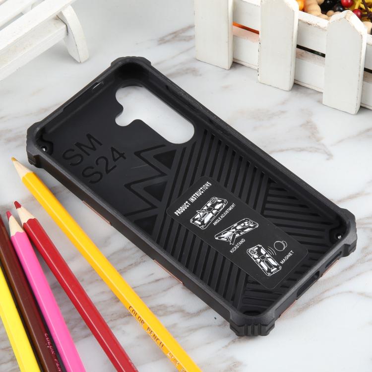 For Samsung Galaxy S25+ 5G Armor Shockproof TPU + PC Magnetic Phone Case with Holder