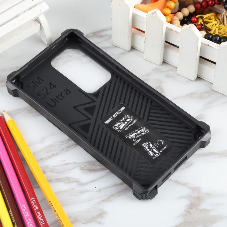 For Samsung Galaxy S25 Ultra 5G Armor Shockproof TPU + PC Magnetic Phone Case with Holder