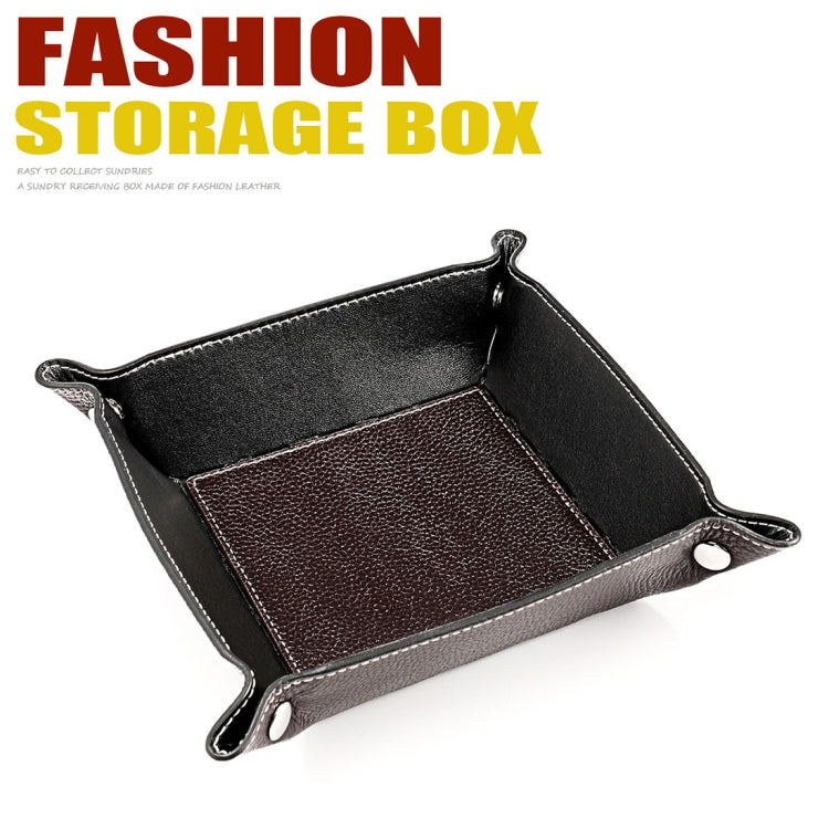 7001 Leather Desktop Square Storage Box Household Life Oddments Tray