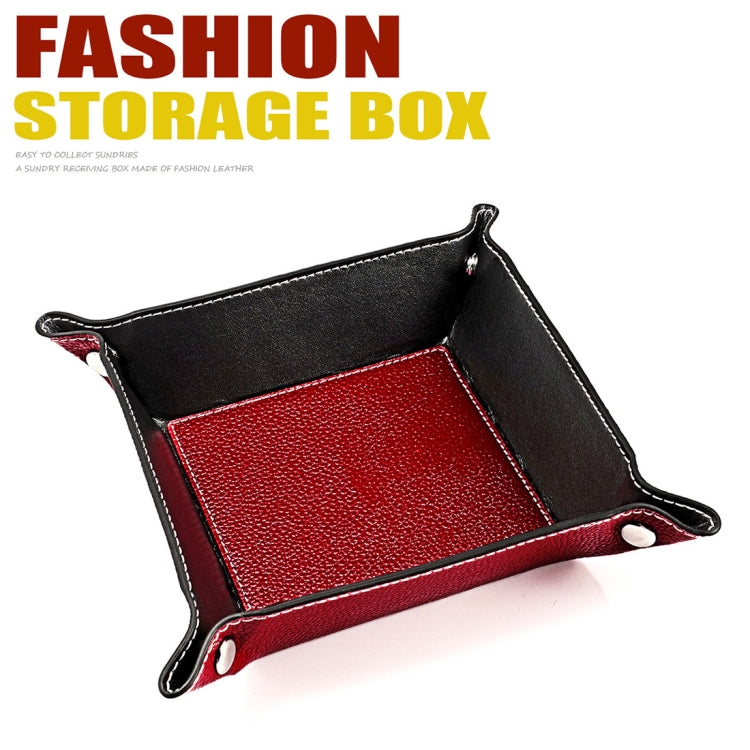 7001 Leather Desktop Square Storage Box Household Life Oddments Tray