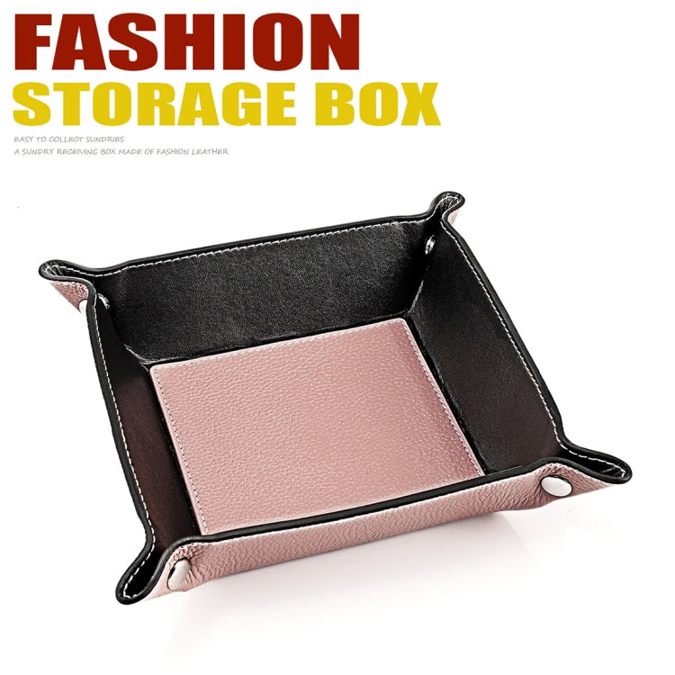 7001 Leather Desktop Square Storage Box Household Life Oddments Tray