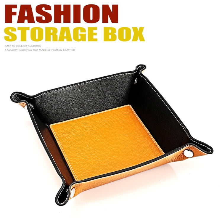 7001 Leather Desktop Square Storage Box Household Life Oddments Tray
