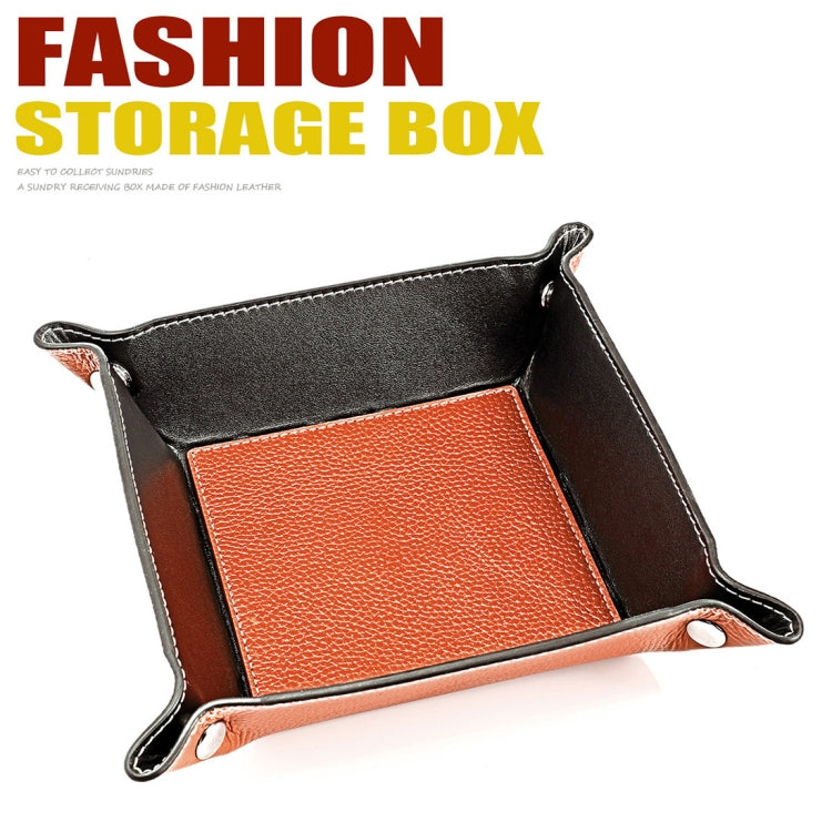 7001 Leather Desktop Square Storage Box Household Life Oddments Tray