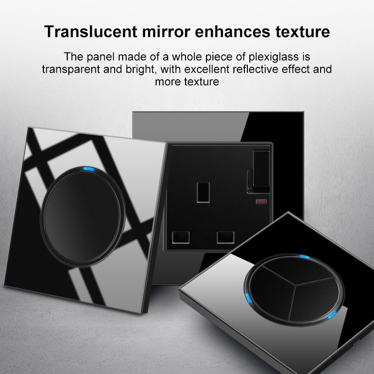 86mm Round LED Tempered Glass Switch Panel, Black Round Glass, Style:Telephone Socket