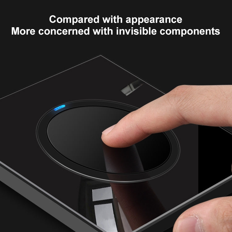 86mm Round LED Tempered Glass Switch Panel, Black Round Glass, Style:TV Socket
