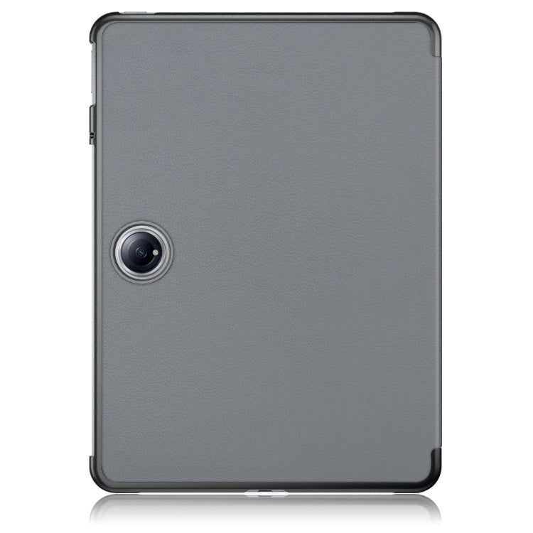 For OnePlus Pad Pro / Pad 2 Custer Solid Color 3-fold Holder Smart Leather Tablet Case