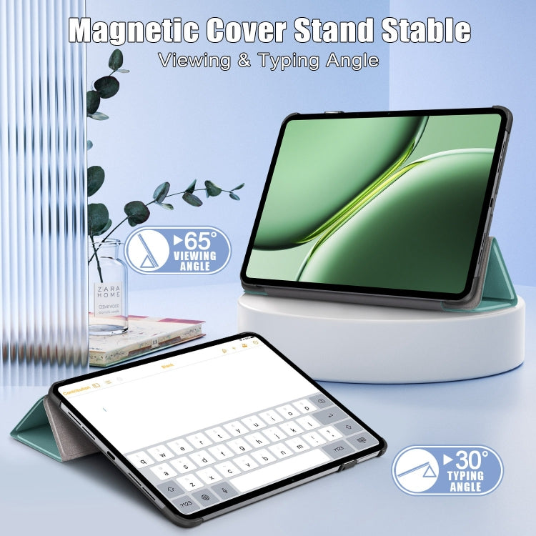 For OnePlus Pad Pro / Pad 2 Custer Solid Color 3-fold Holder Smart Leather Tablet Case