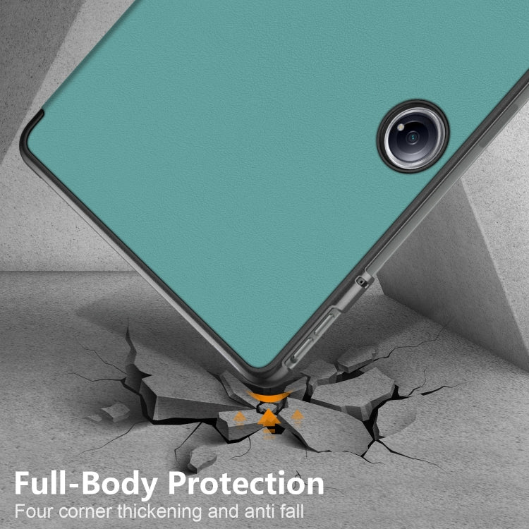 For OnePlus Pad Pro / Pad 2 Custer Solid Color 3-fold Holder Smart Leather Tablet Case