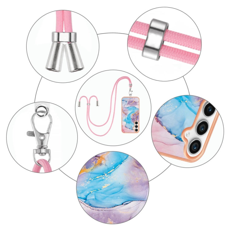 For Samsung Galaxy S24 FE 5G Electroplating Pattern IMD TPU Shockproof Case with Neck Lanyard
