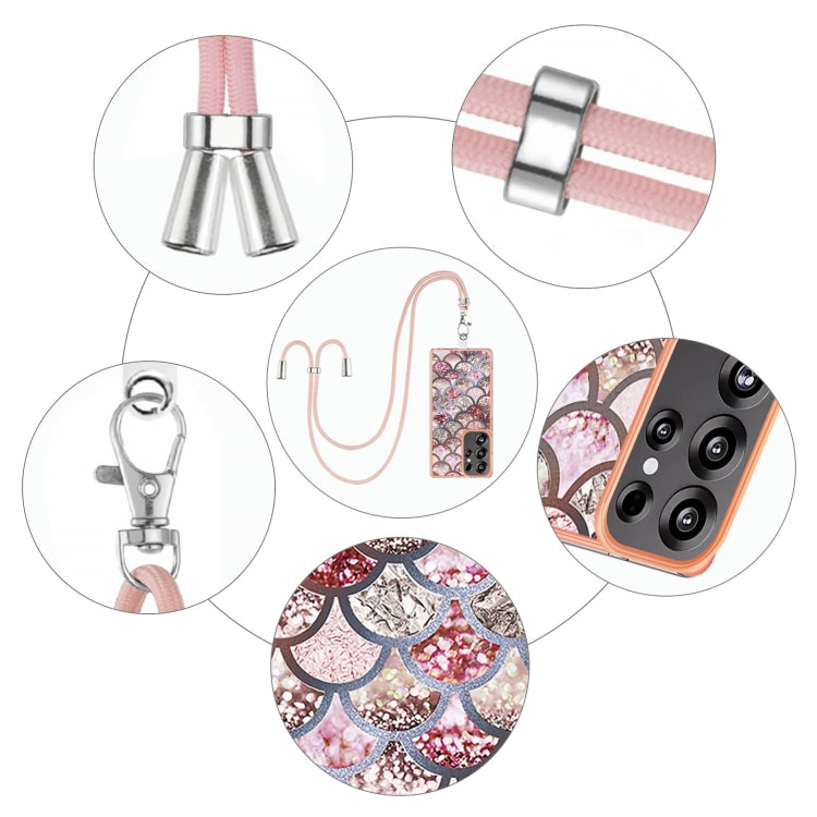 For Samsung Galaxy S25 Ultra 5G Electroplating Pattern IMD TPU Shockproof Case with Neck Lanyard