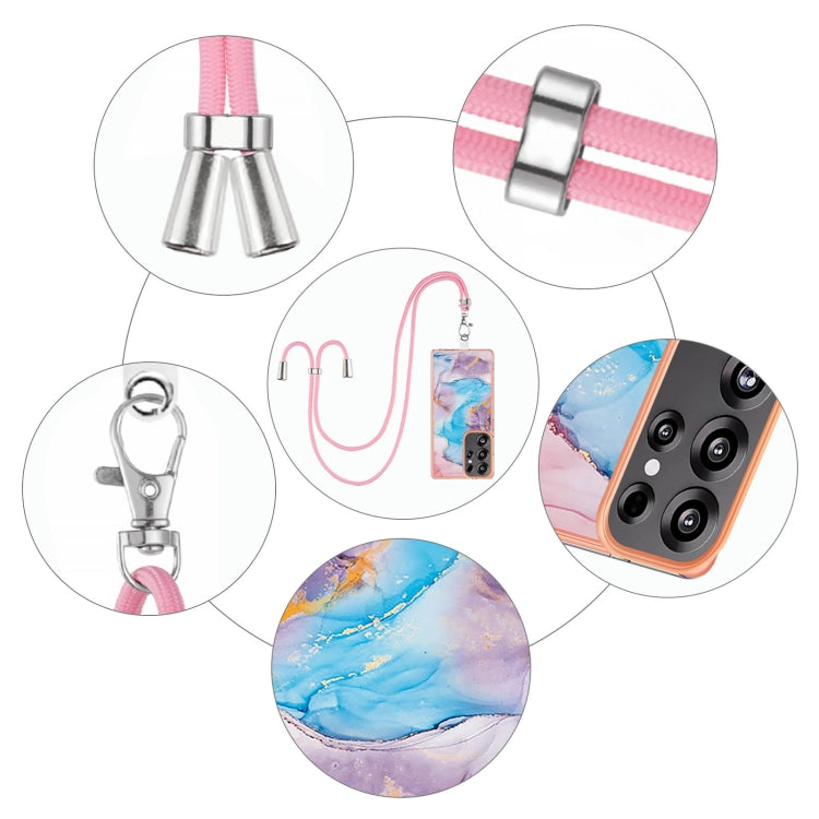 For Samsung Galaxy S25 Ultra 5G Electroplating Pattern IMD TPU Shockproof Case with Neck Lanyard