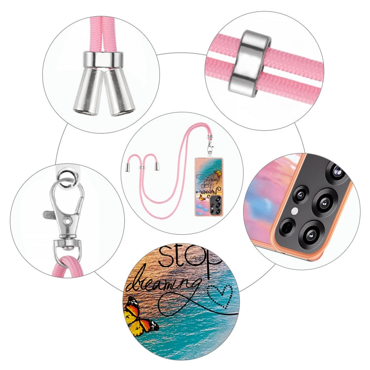 For Samsung Galaxy S25 Ultra 5G Electroplating Pattern IMD TPU Shockproof Case with Neck Lanyard
