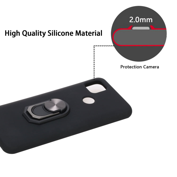 For Xiaomi Redmi 9C Black Armor PC + TPU Shockproof Protective Case with Ring Holder(Black)