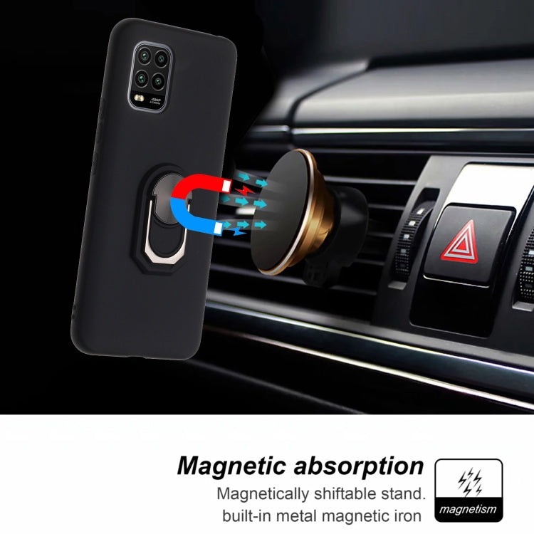 For Xiaomi Mi 10 Lite Black Armor PC + TPU Shockproof Protective Case with Ring Holder(Blue)