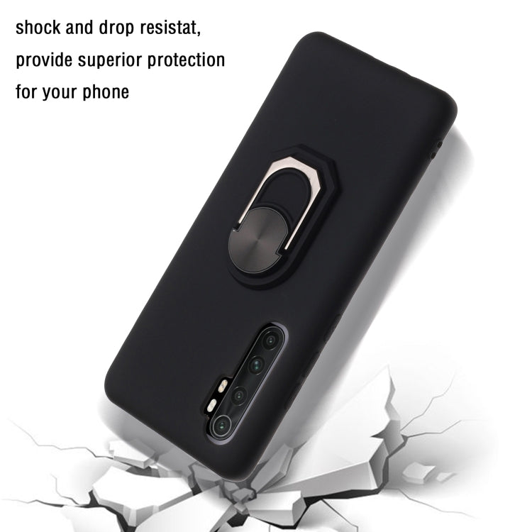 For Xiaomi Mi Note10 Lite Black Armor PC + TPU Shockproof Protective Case with Ring Holder