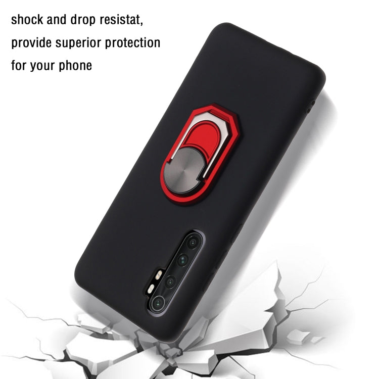 For Xiaomi Mi Note10 Lite Black Armor PC + TPU Shockproof Protective Case with Ring Holder