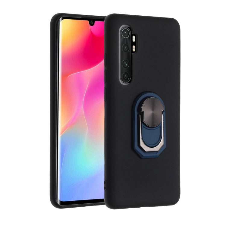 For Xiaomi Mi Note10 Lite Black Armor PC + TPU Shockproof Protective Case with Ring Holder