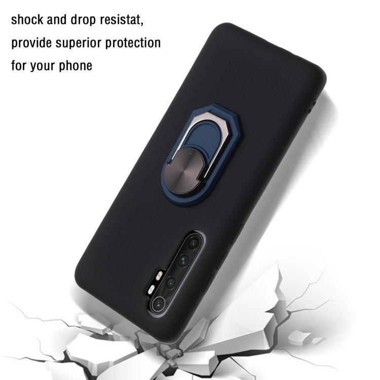For Xiaomi Mi Note10 Lite Black Armor PC + TPU Shockproof Protective Case with Ring Holder