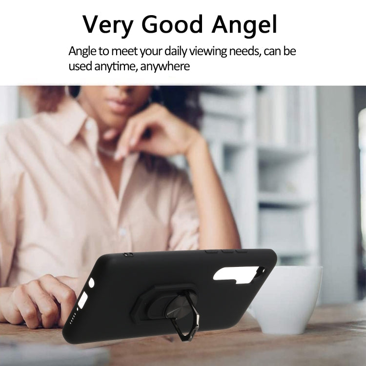 For Xiaomi Mi Note10 Lite Black Armor PC + TPU Shockproof Protective Case with Ring Holder